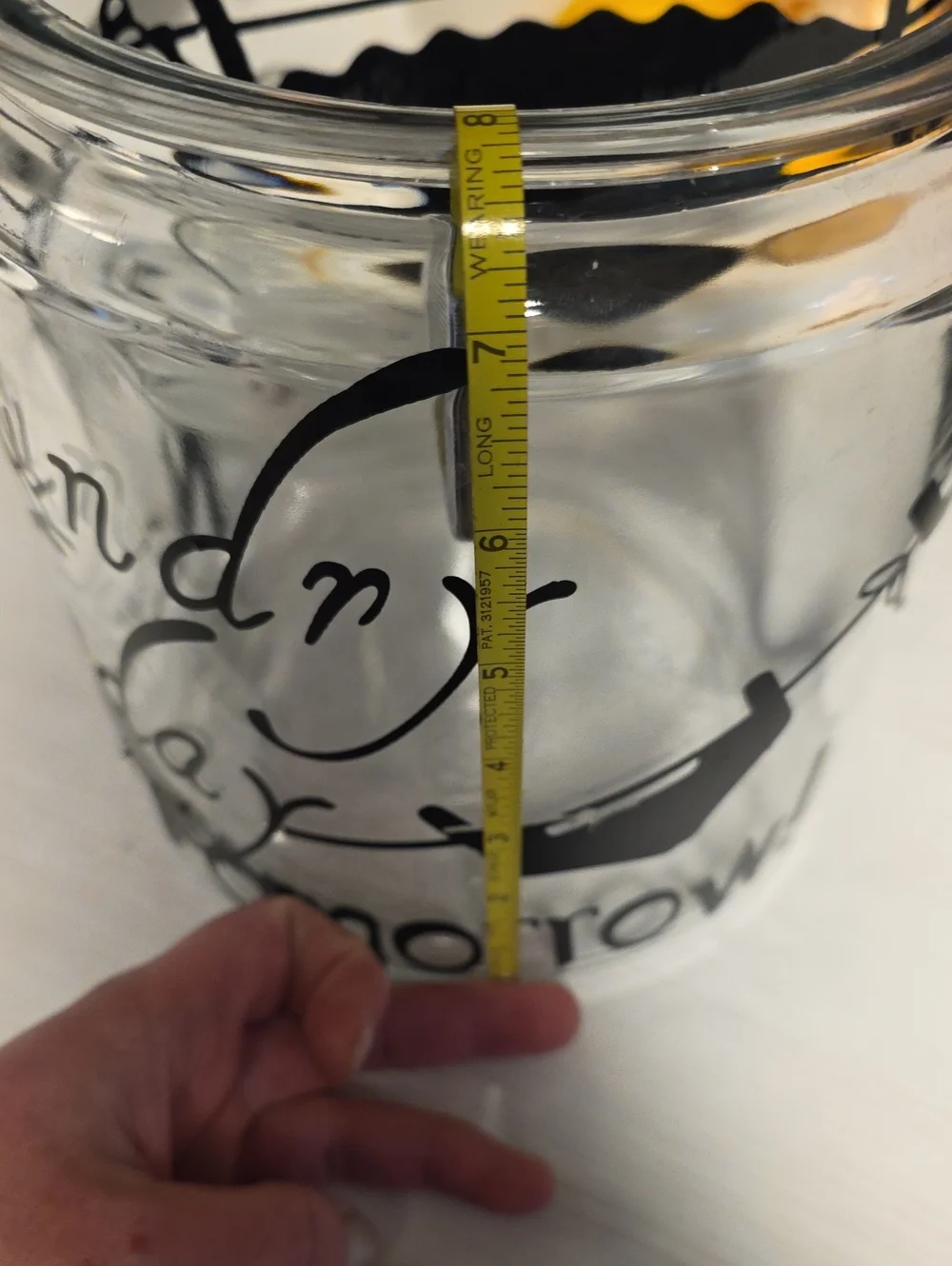 Clear Glass Laundry Jar with Black Script